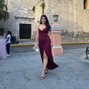 Sweetest Admirer Burgundy Ruched Surplice Maxi Dress